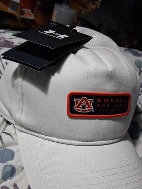 Under Armour White Kids Auburn Patch Cap with Orange Trim
